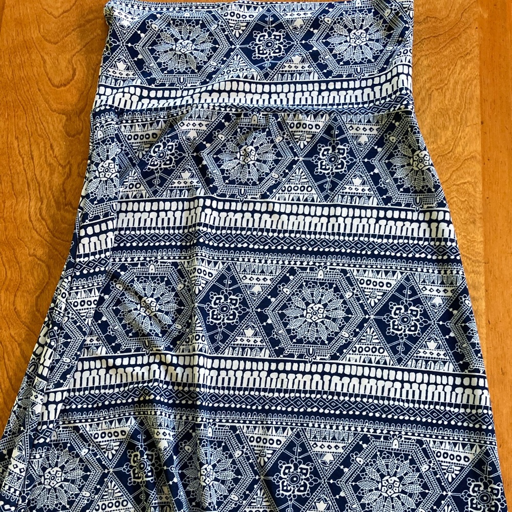 Blue and white maxi skirt